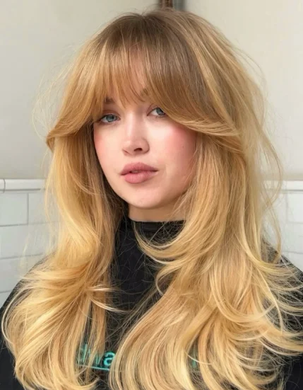 Soft Layered Hair with Curtain Bangs