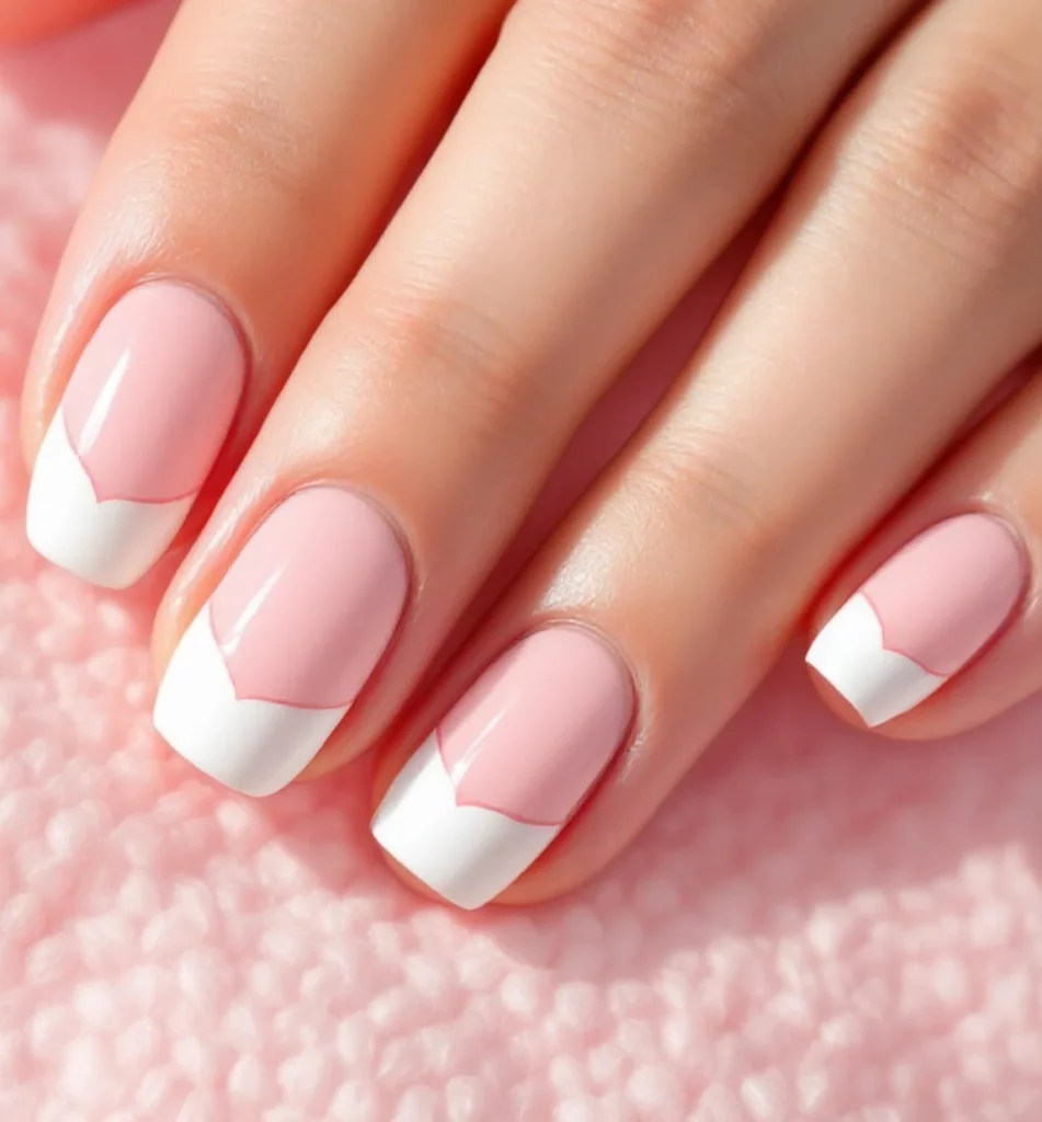 Soft Pink Scalloped French Tips