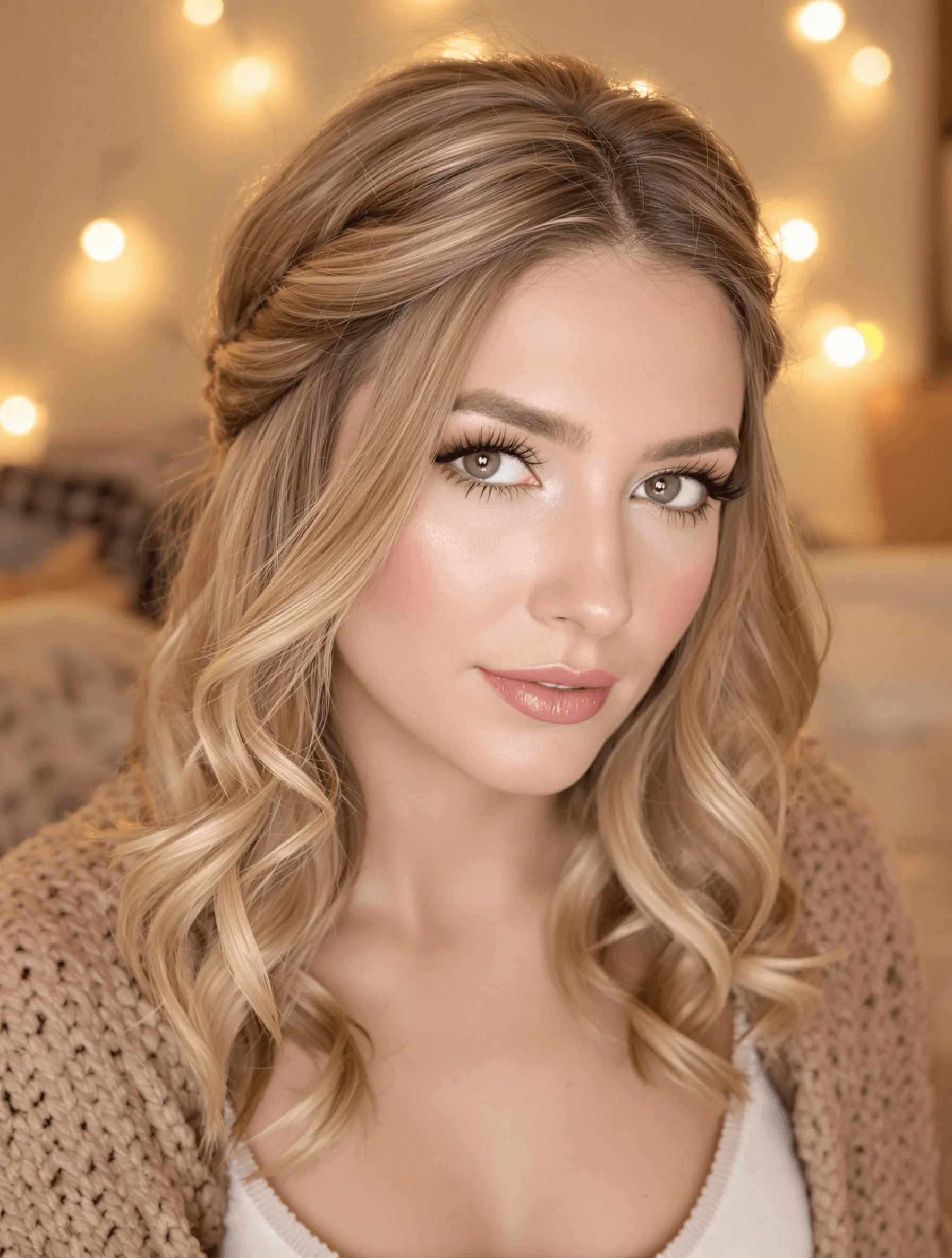 Soft Twisted Half Up with Loose Curls