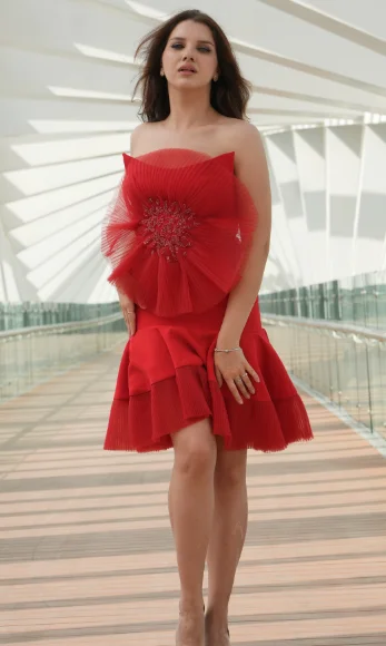 Strapless Ruffled Statement Red Mini Dress