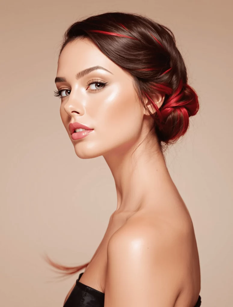 Subtle Red Highlights in Updo