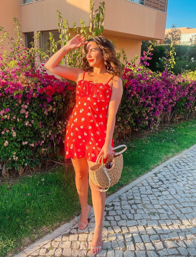 Summer Soirée: Floral Sundress + Straw Bag + Sandals