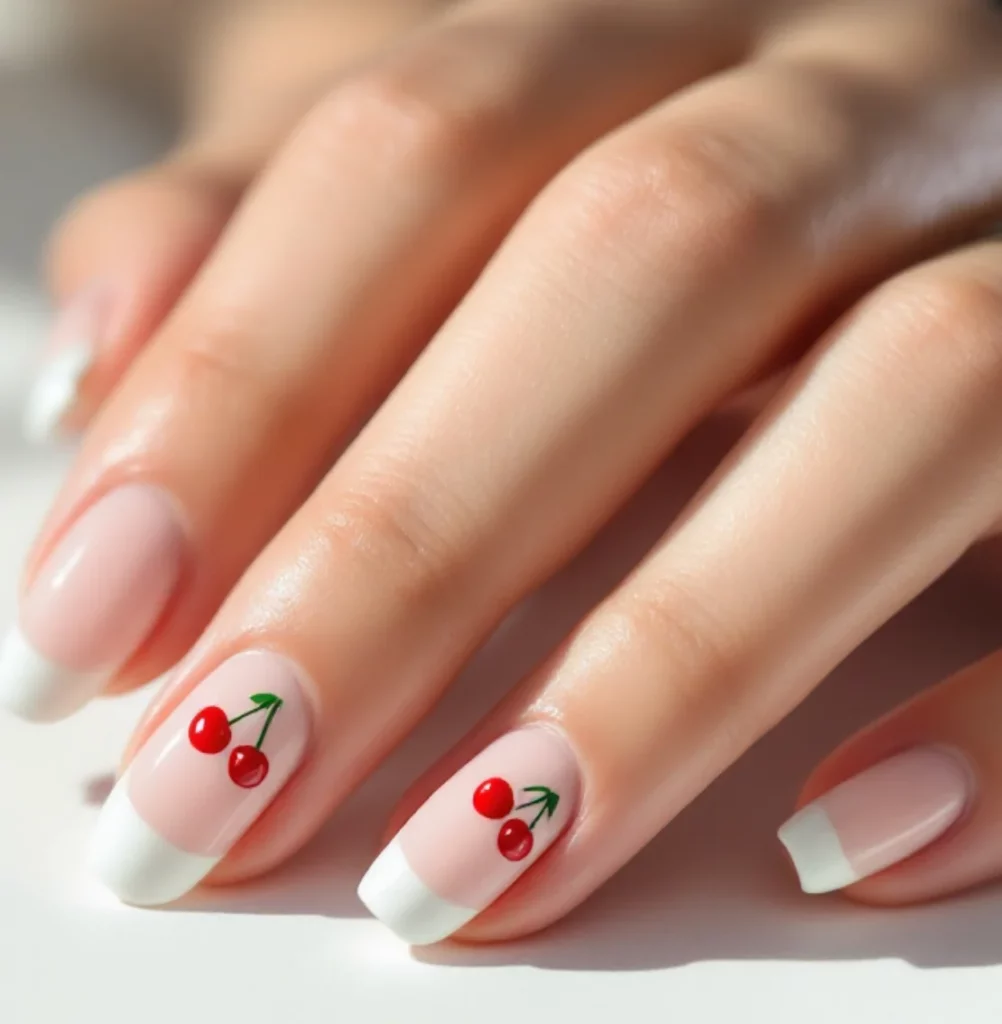 Sweet Cherry French Nail Art
