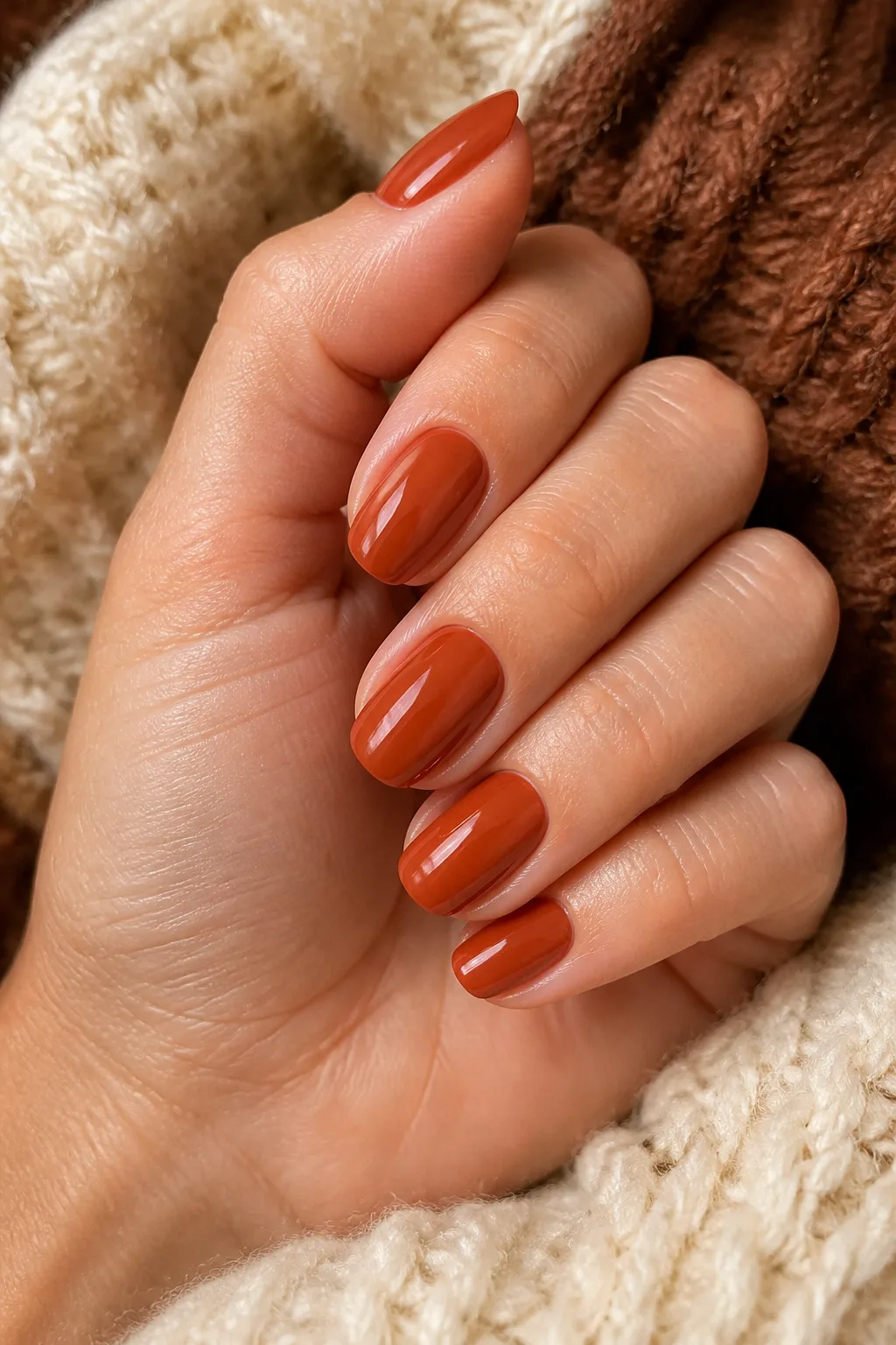 Terracotta Nails With Wide-Leg Trousers