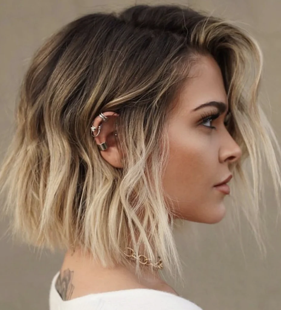 Textured Blonde Bob with Subtle Waves