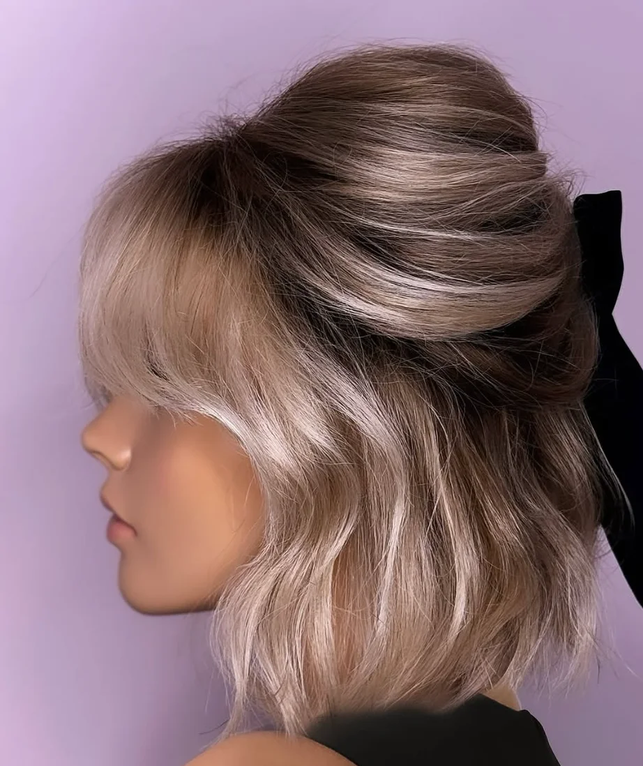 Textured Bob with a Half Up Twist