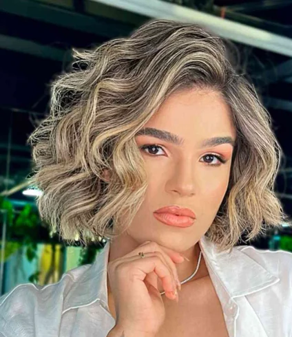 Textured Bob with Ash Blonde Balayage