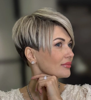 Textured Pixie Cut Featuring Blonde Highlights