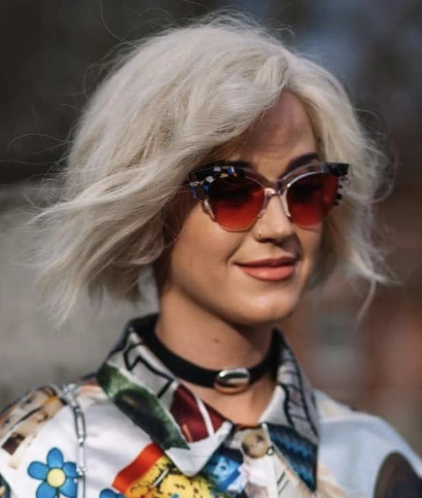 Textured Platinum Bob with Subtle Roots