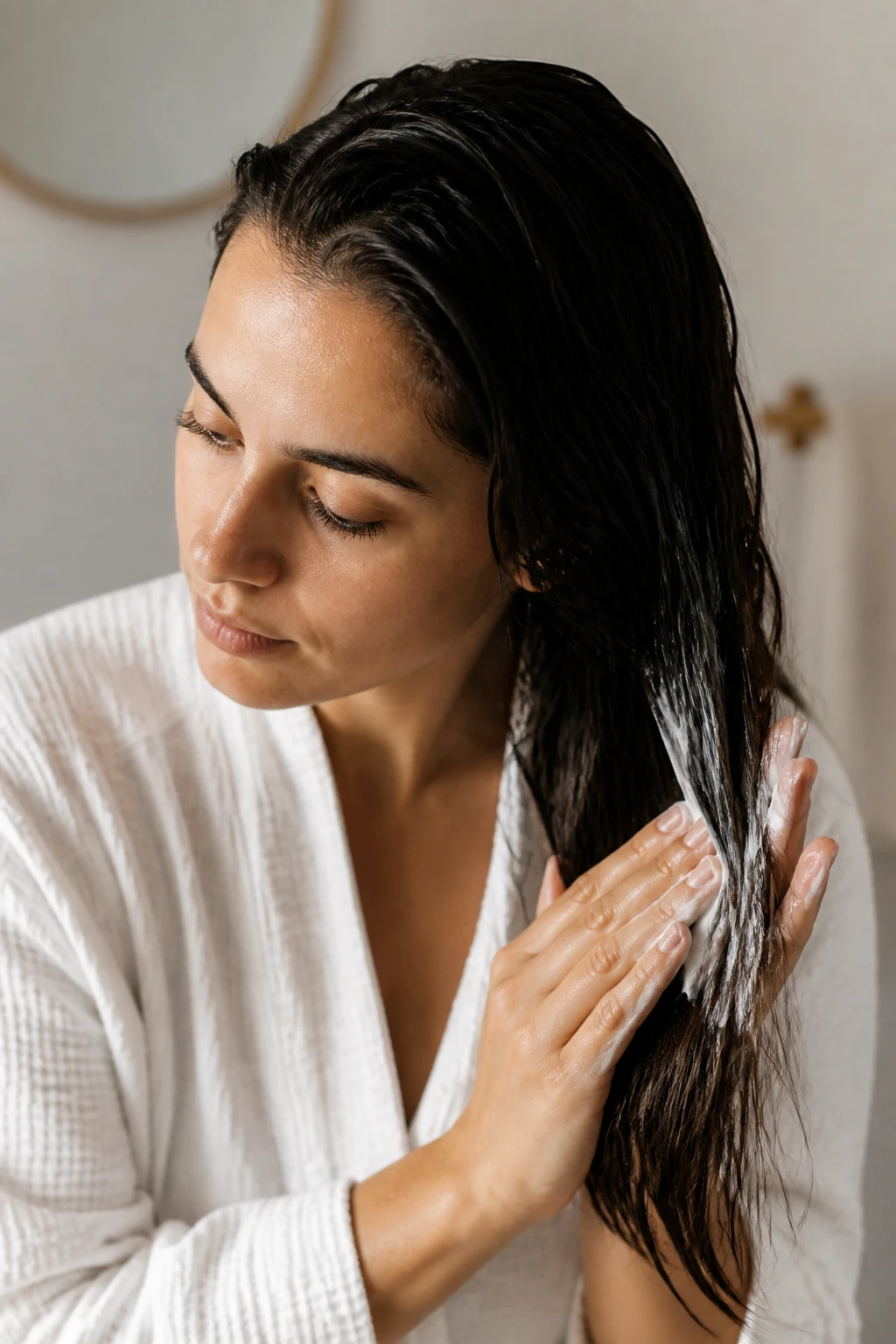 Applying a weekly nourishing hair mask