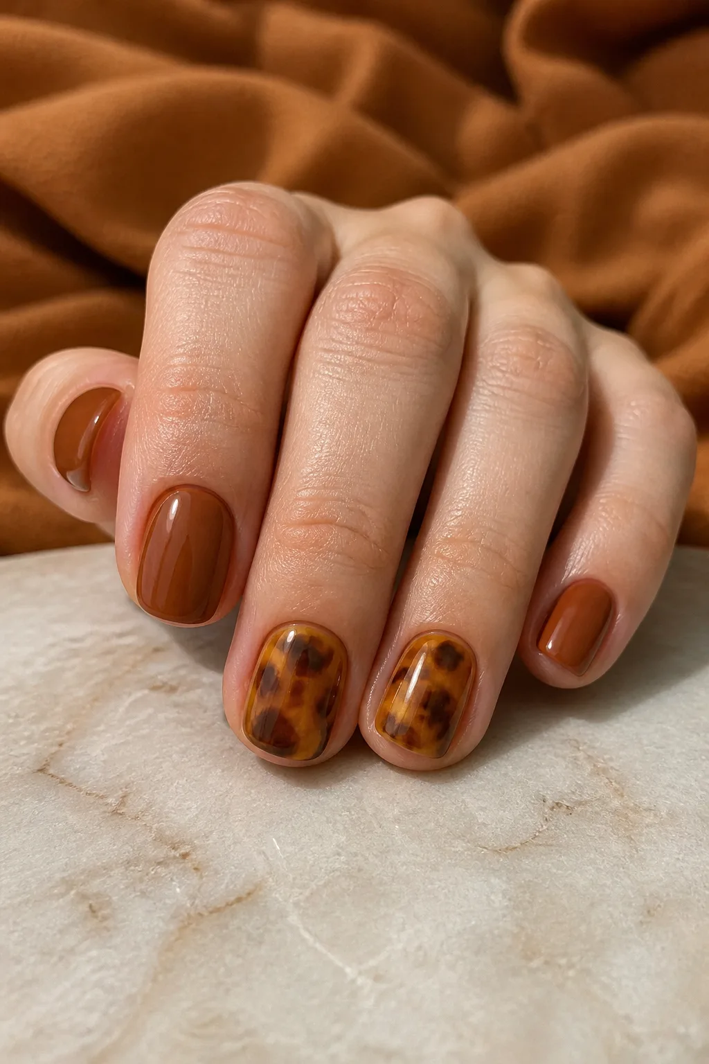 Tortoiseshell Accent Nails