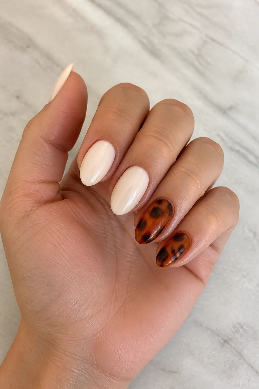 Tortoiseshell Accent Nails