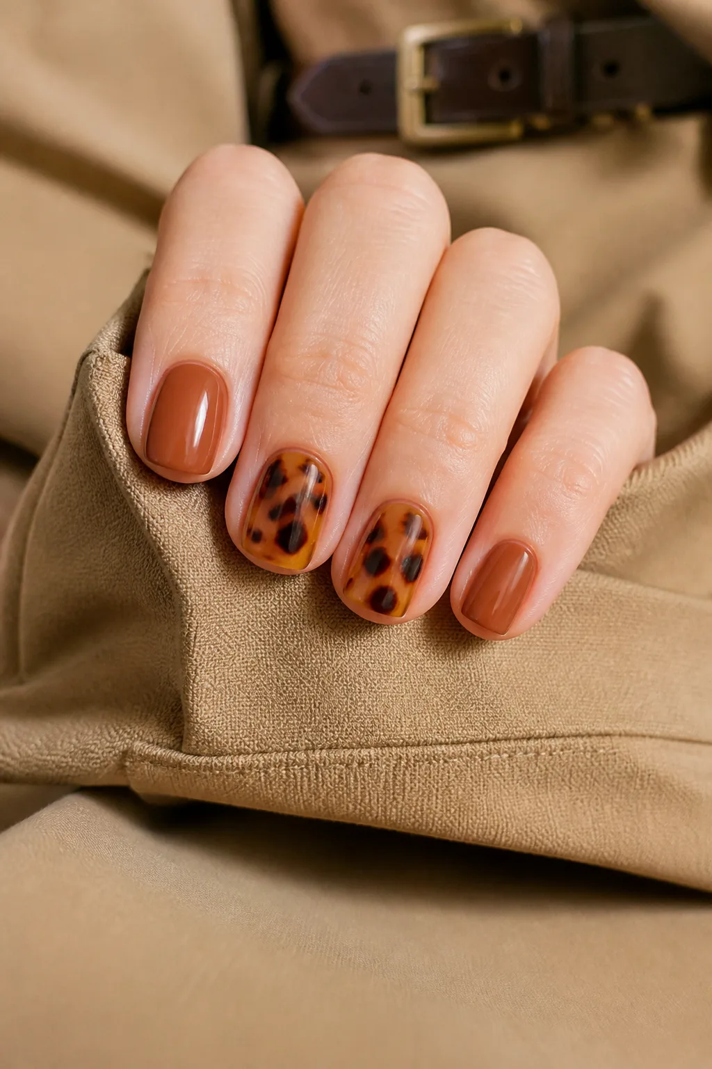 Tortoiseshell Accent Nails