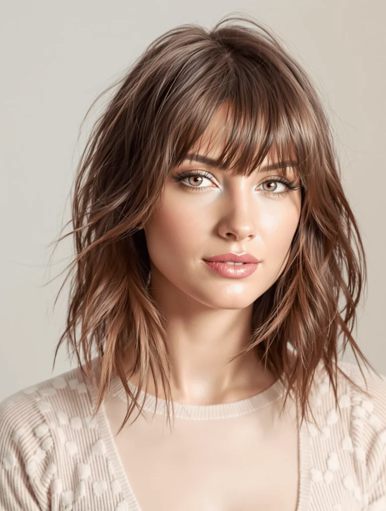 Tousled Brown Wolf Cut