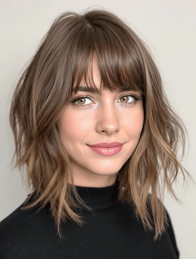 Tousled Wolf Cut with Bangs