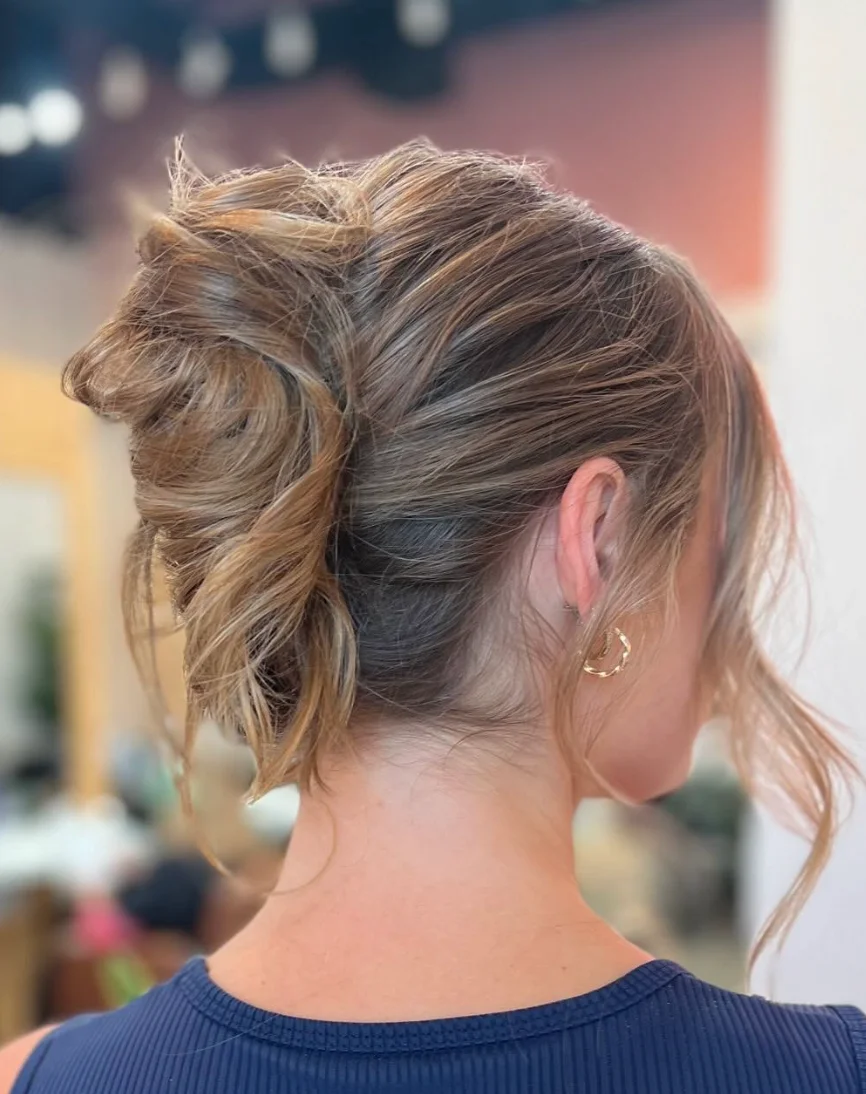 Twisted Half Updo with a Messy Bun