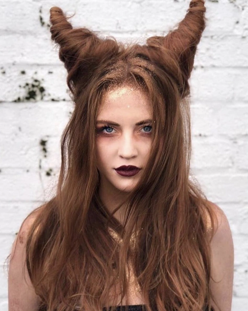 Twisted Horns for Long Hair with Subtle Glitter Accents