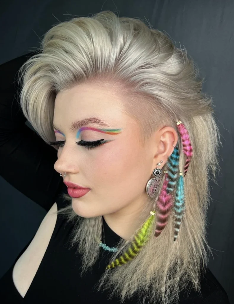 Undercut Bob with Voluminous Top and Feather Accents