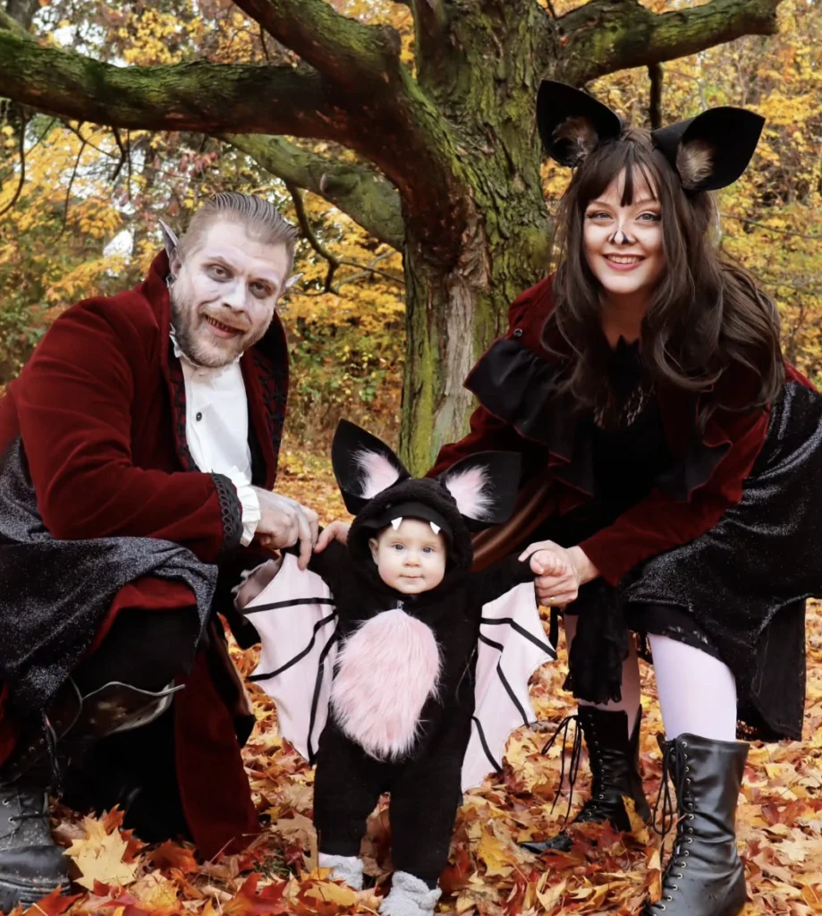 Vampire Costume + Bat Baby Outfit + Witch Dress + Caped Cloak + Knee-High Boots + Cat Ears Headband