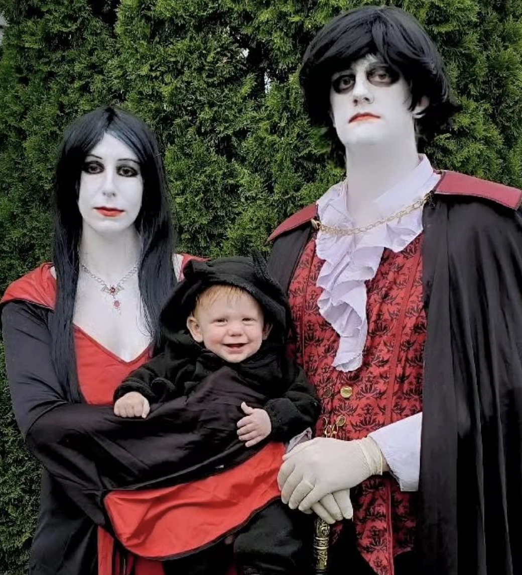 Vampire Costume + Gothic Dress + Baby Bat Outfit