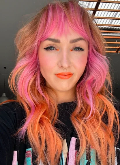 Vibrant Wolf Cut with Bold Colors