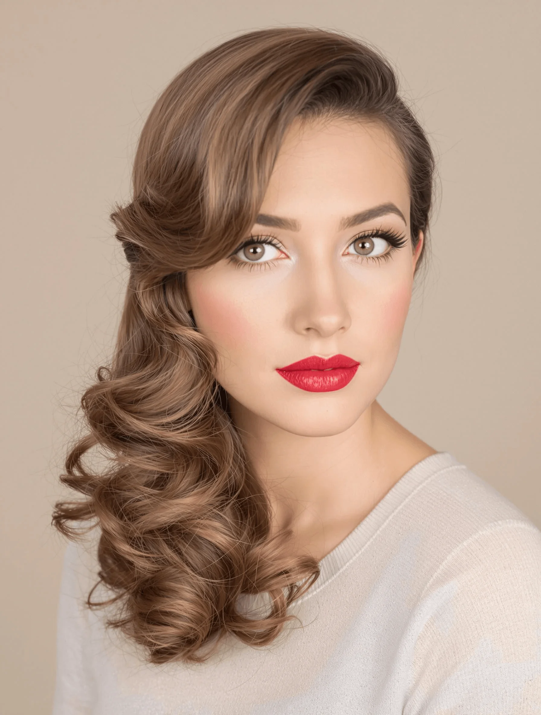 Vintage-Inspired Side-Swept Curls