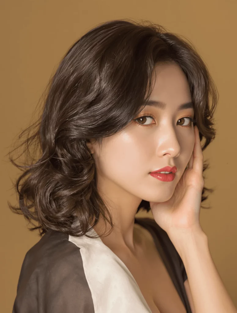 Voluminous Curls with Side Part