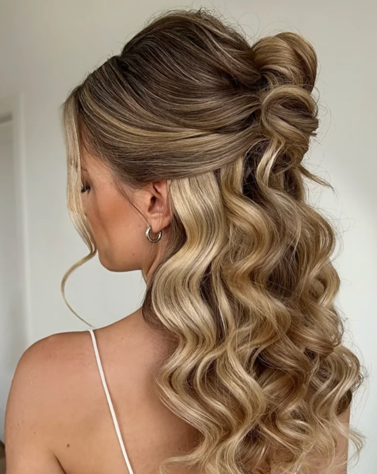 Voluminous Half Up with Curls