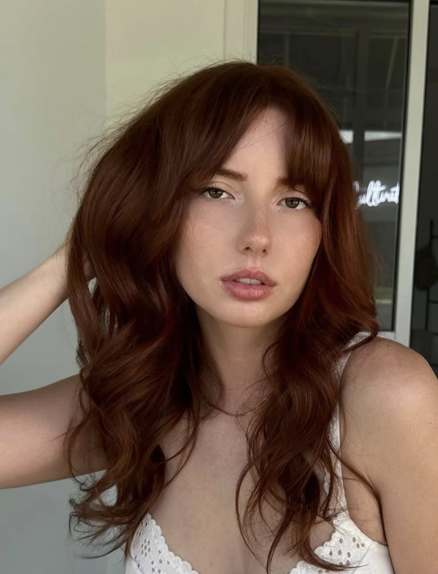 Wavy Locks for Medium-Length Hair with Soft Bangs