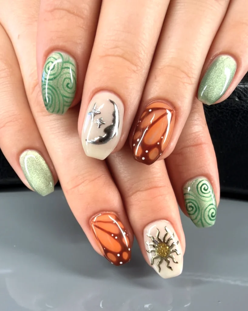 Whimsical Mix-and-Match Fairy Nails Designs with Celestial Accents