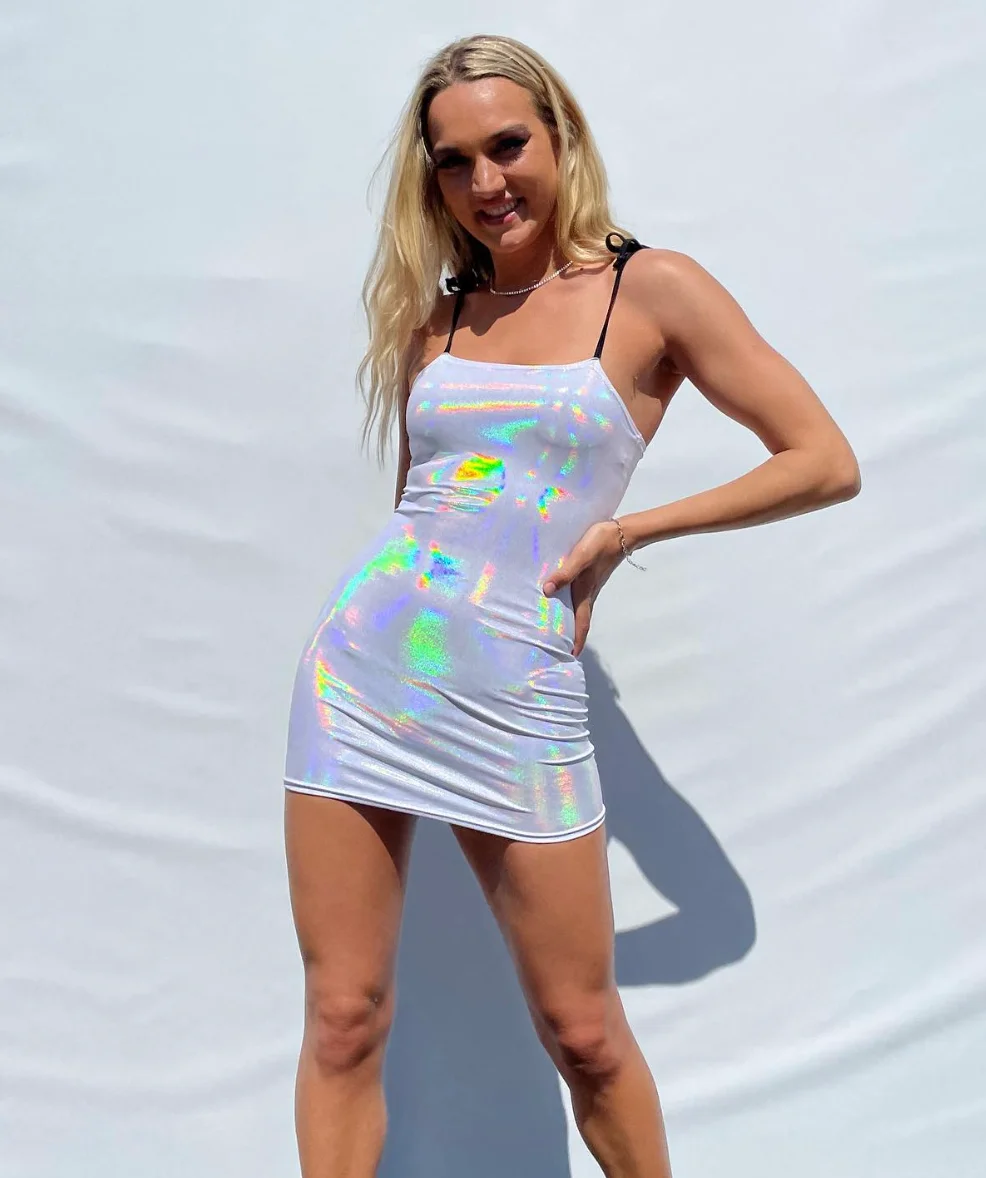 White Holographic Bodycon Mini Dress