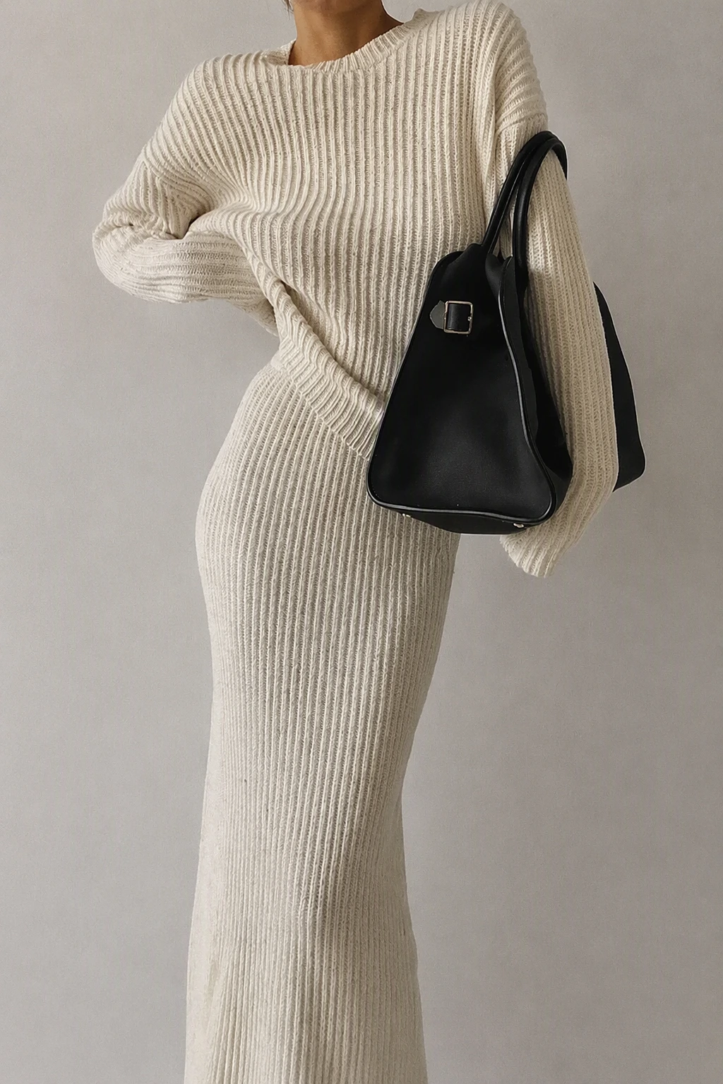 White Ribbed Sweater + White Ribbed Skirt