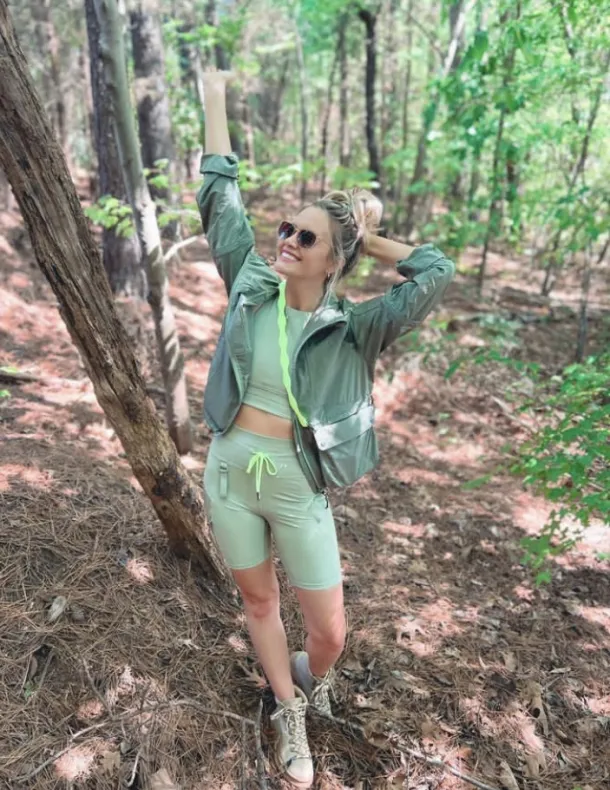 Windy Day Warrior: Fabletics Nylon Jacket & Athleta Salutation Shorts
